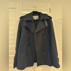 Diesel Men's Black Double-Breasted Trench Coat